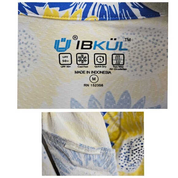 IBKUL Ruthie Sunflower UPF 50 Long Sleeve Quarter Zip Mock Neck Top Yellow Blue - Picture 12 of 14